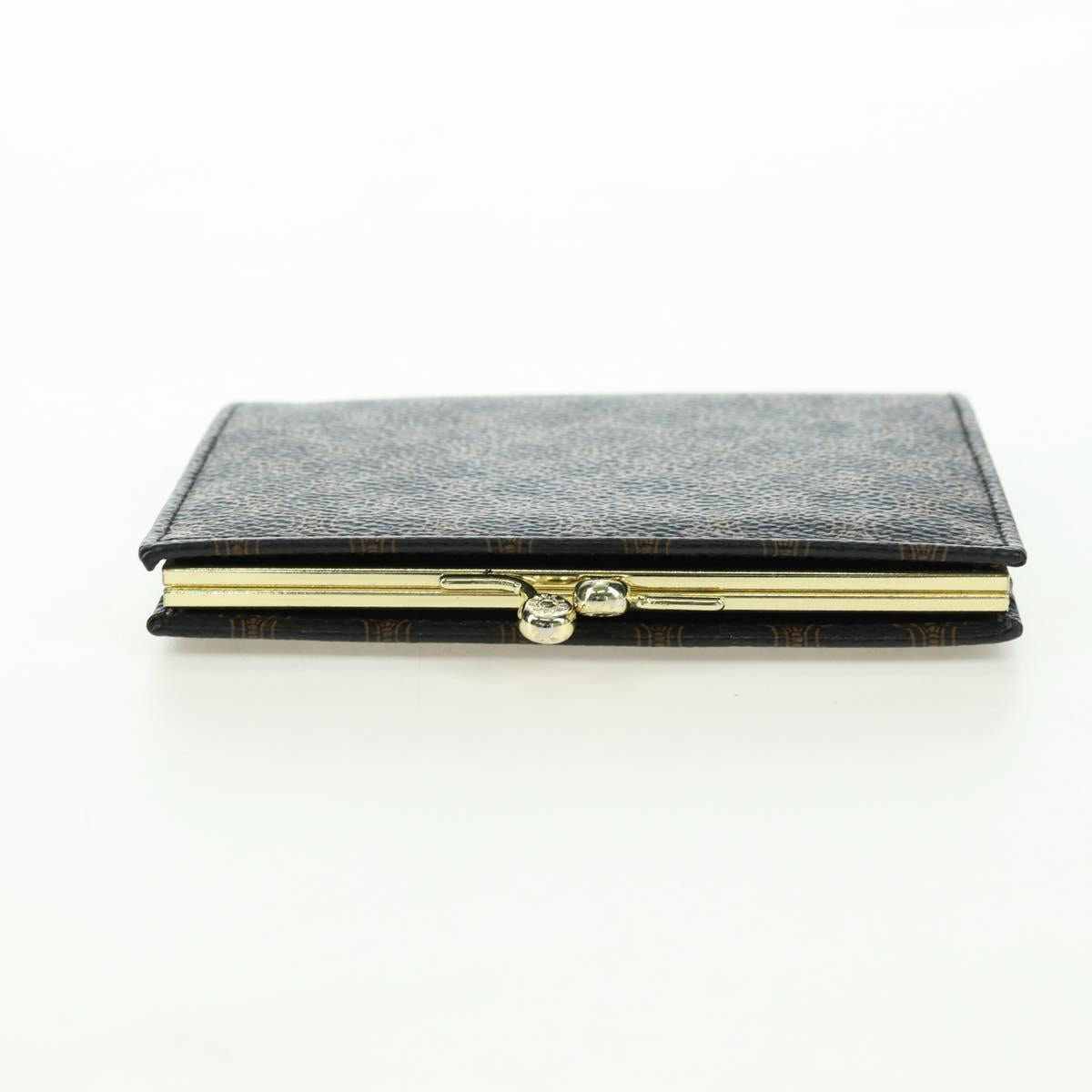 CELINE Macadam Canvas Wallet PVC Leather Black Gold Auth am11630V