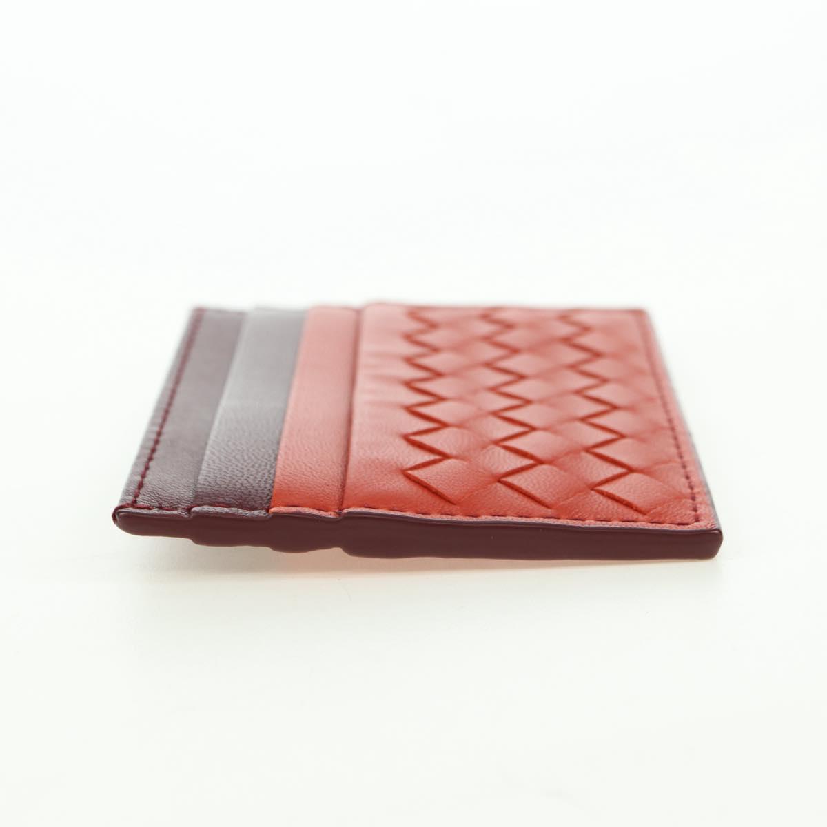 BOTTEGA VENETA INTRECCIATO Card Case Leather Orange Auth am11631V