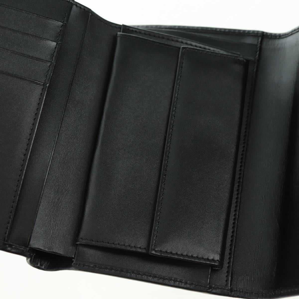 Salvatore Ferragamo Gancini Trifold Wallet Canvas Leather Black Gold am11632V