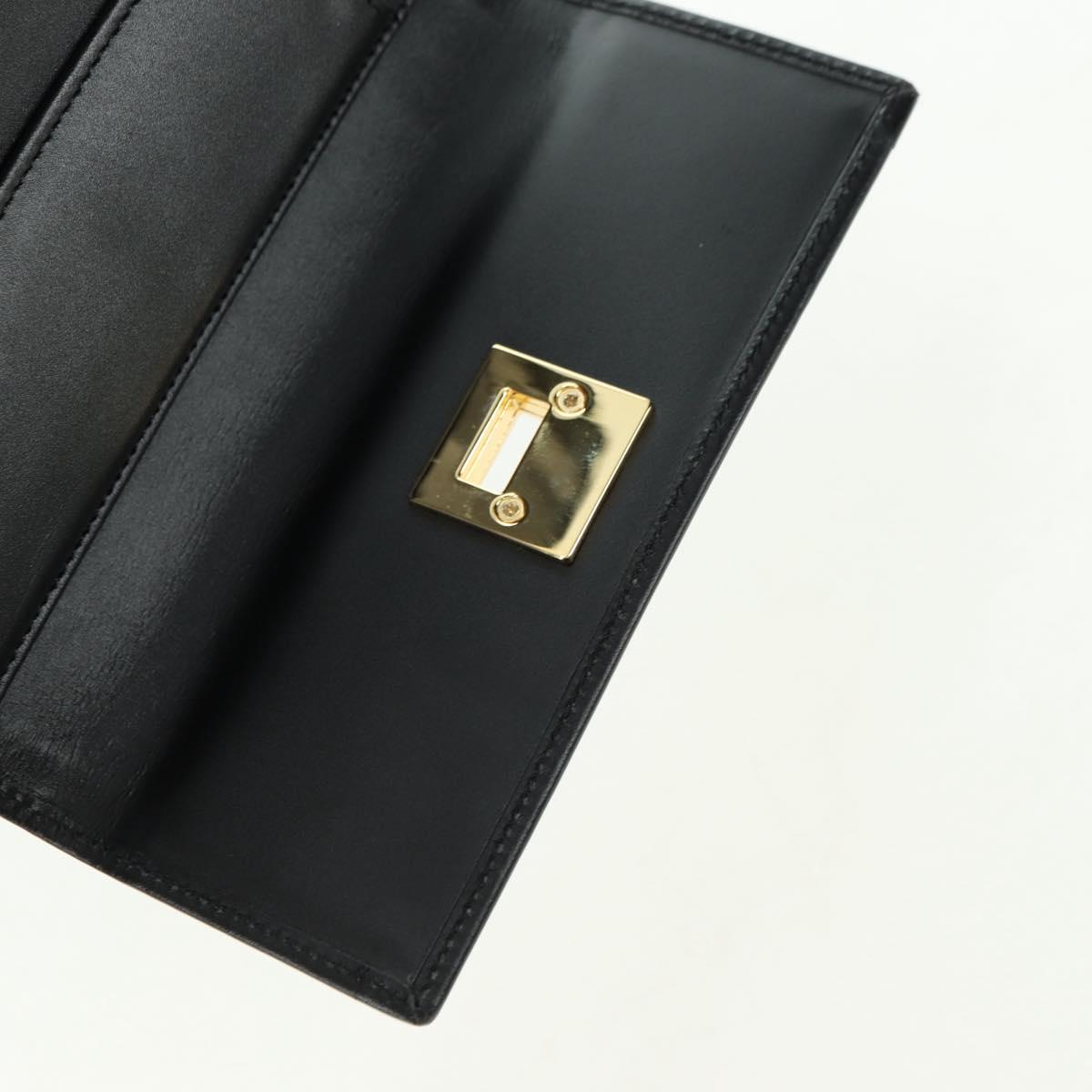 Salvatore Ferragamo Gancini Trifold Wallet Canvas Leather Black Gold am11632V