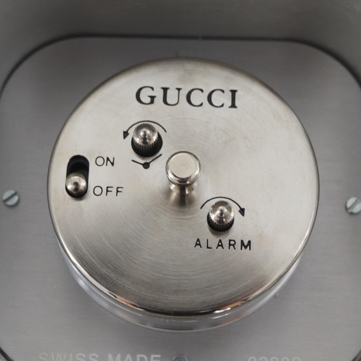 GUCCI Table Clock metal Silver Auth am11633