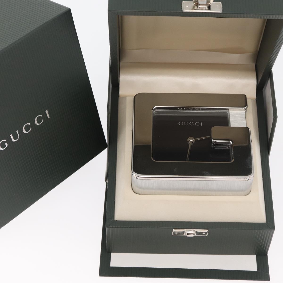 GUCCI Table Clock metal Silver Auth am11633