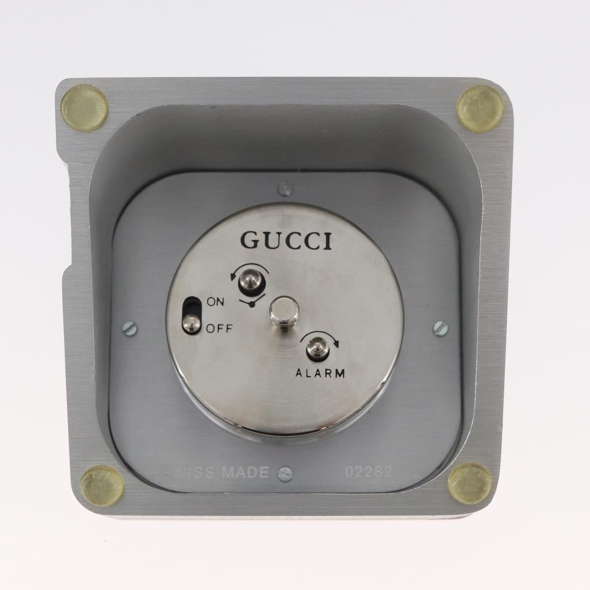 GUCCI Table Clock metal Silver Auth am11633