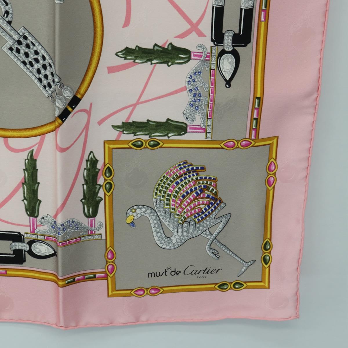 CARTIER Scarf Silk Pink Auth am11636V