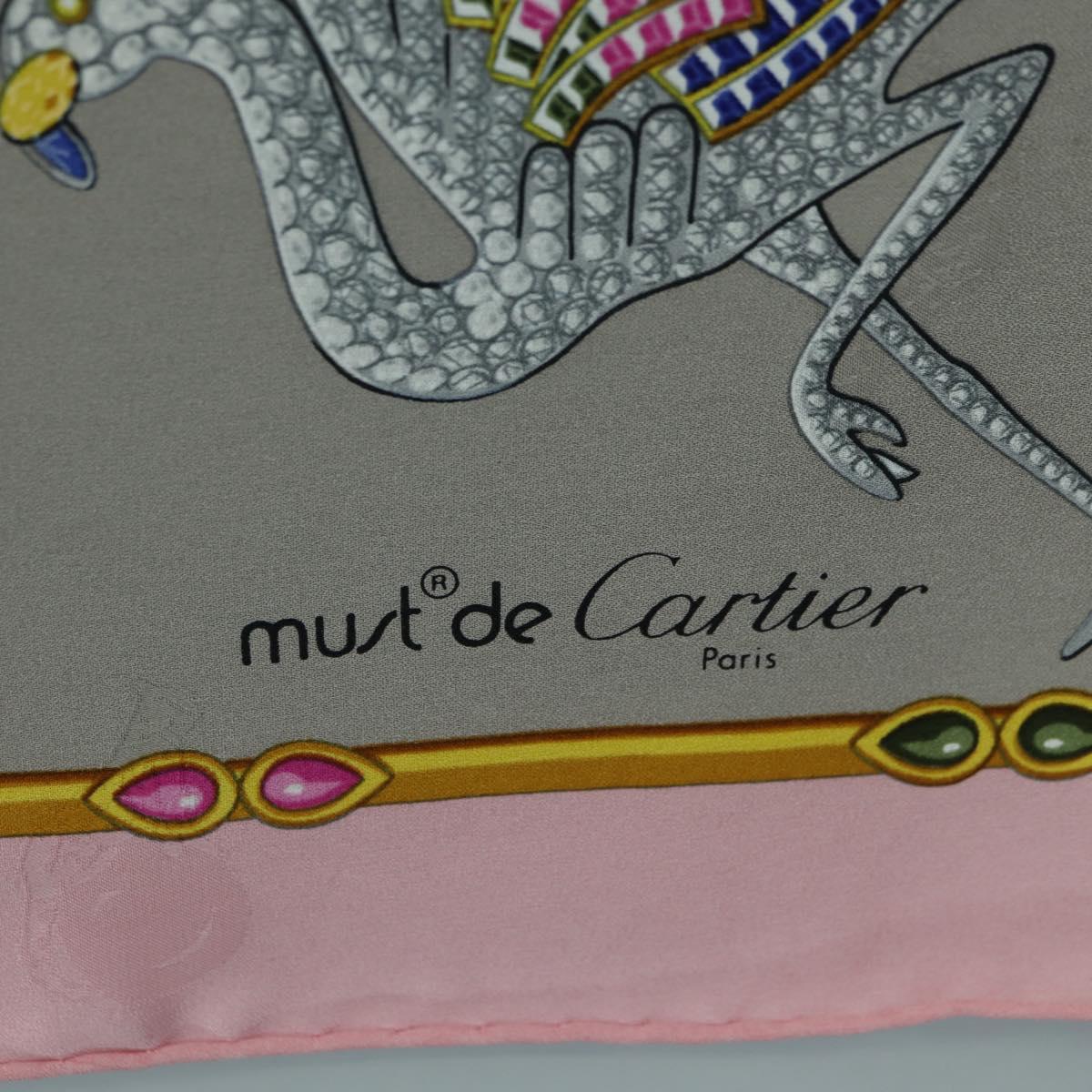 CARTIER Scarf Silk Pink Auth am11636V