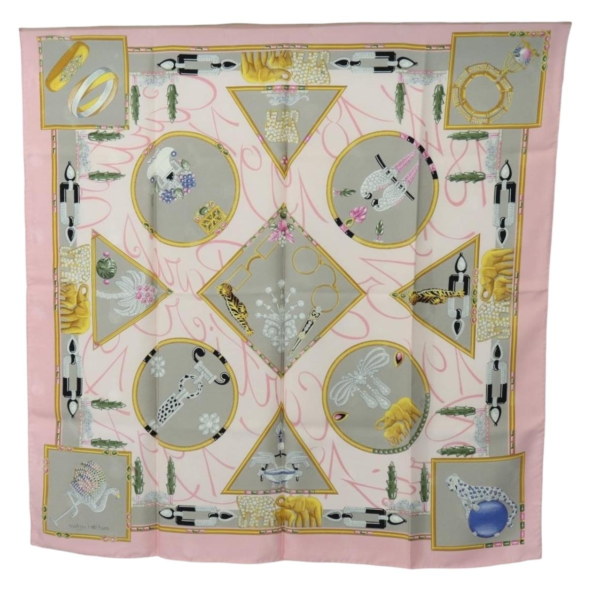 CARTIER Scarf Silk Pink Auth am11636V