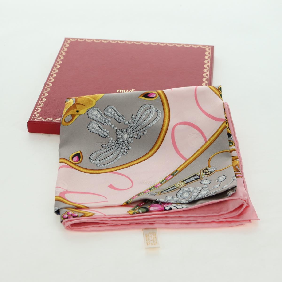 CARTIER Scarf Silk Pink Auth am11636V