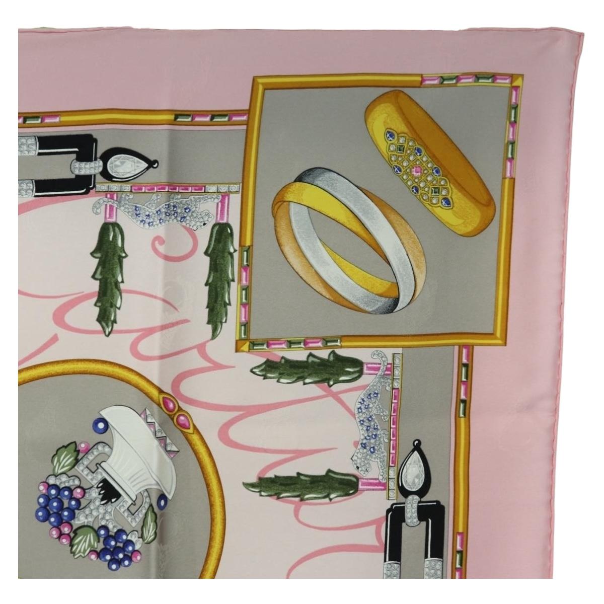 CARTIER Scarf Silk Pink Auth am11636V