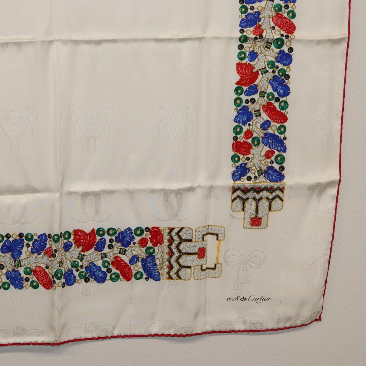 CARTIER Scarf Silk White Auth am11641A
