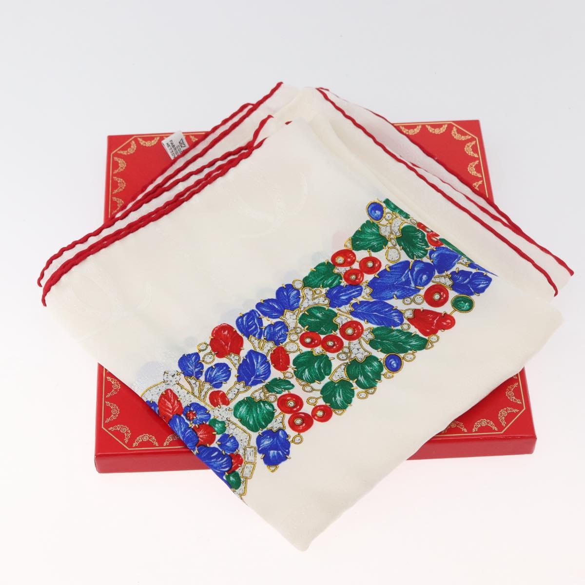 CARTIER Scarf Silk White Auth am11641A
