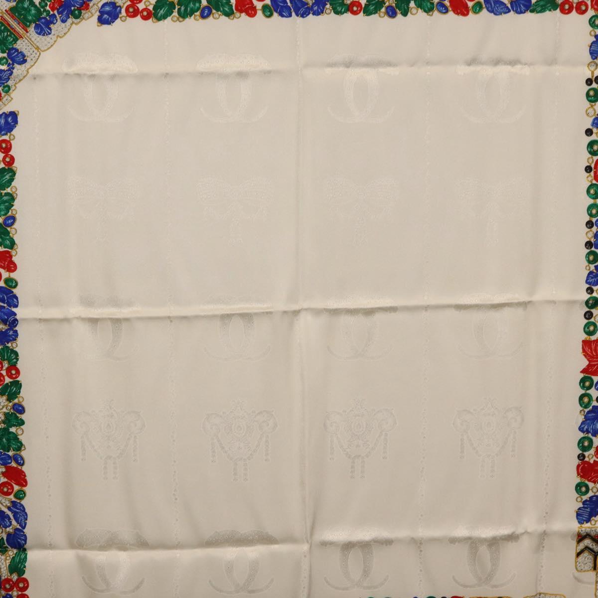CARTIER Scarf Silk White Auth am11641A