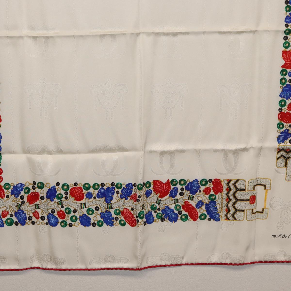 CARTIER Scarf Silk White Auth am11641A