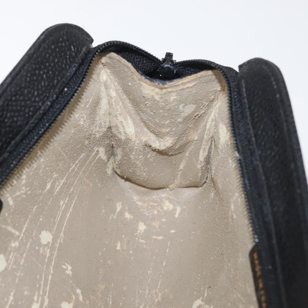 CHANEL Pouch Caviar Skin Black Gold CC Auth am11642
