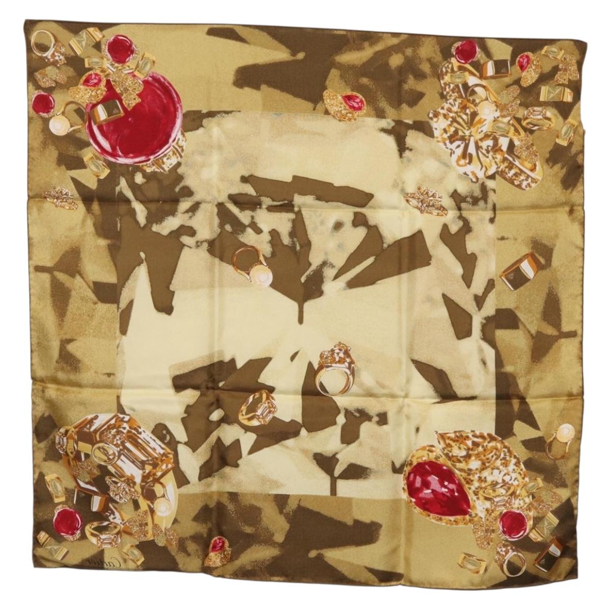 CARTIER Scarf Silk Brown Auth am11644A