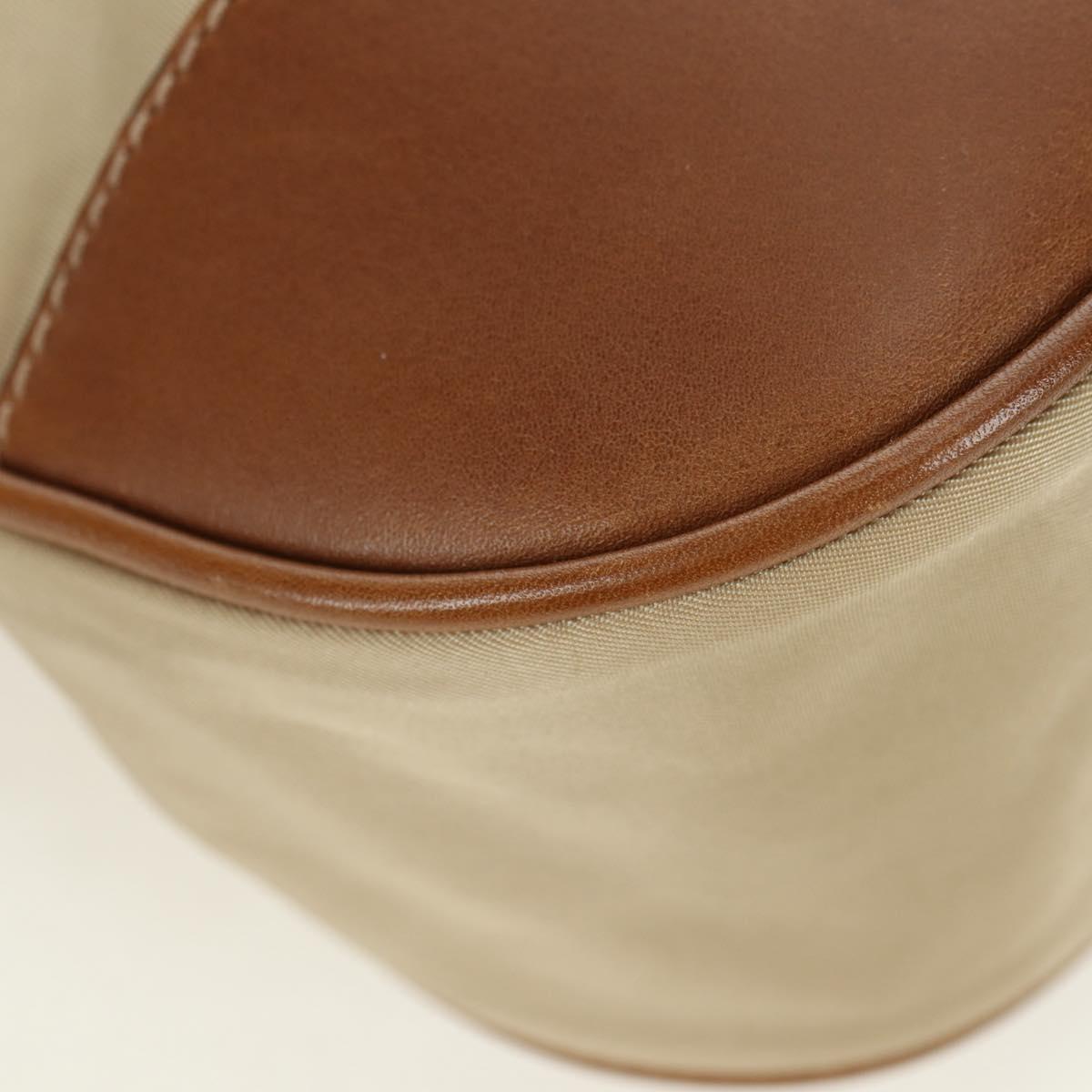 PRADA Hand Bag Nylon Leather Beige Gold Auth am11645A