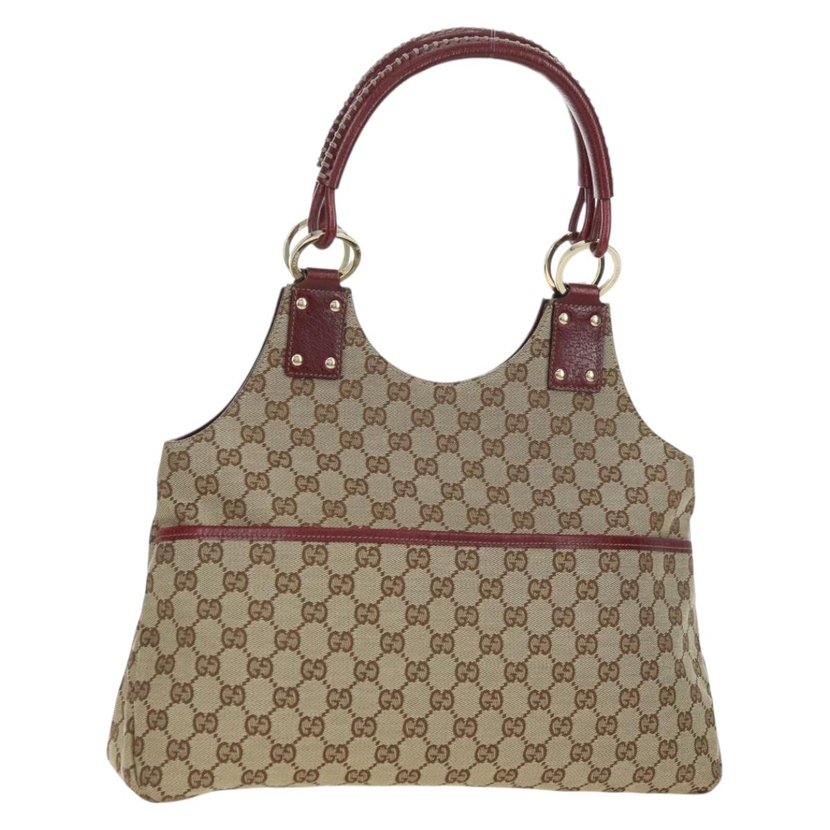 GUCCI GG Canvas Tote Bag Beige Gold 132260 Auth am11649V