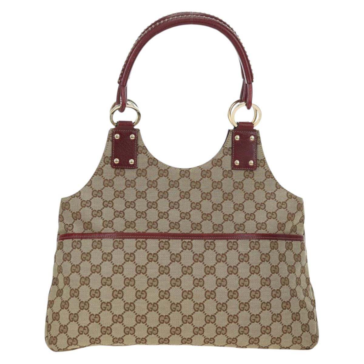 GUCCI GG Canvas Tote Bag Beige Gold 132260 Auth am11649V