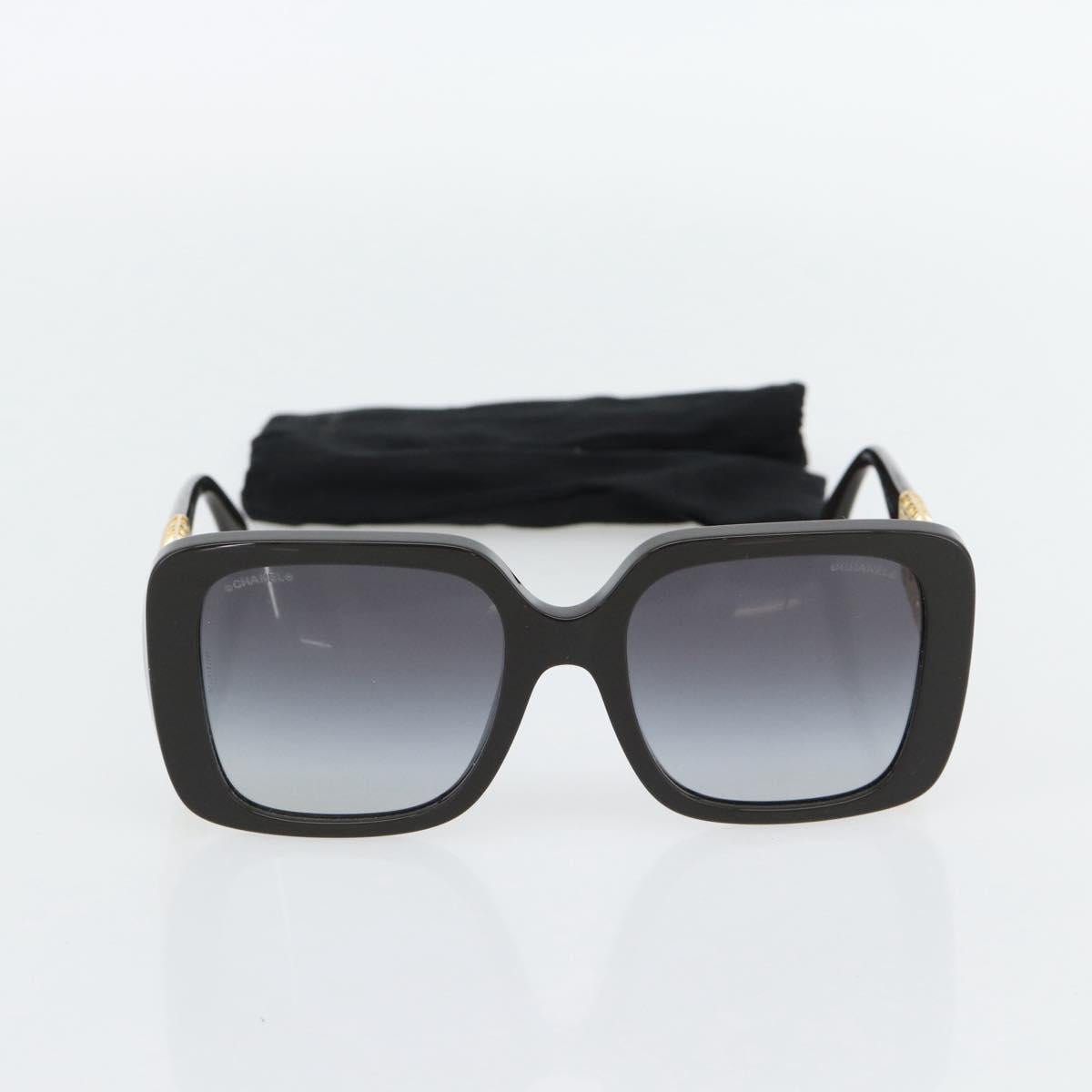 CHANEL Sunglasses plastic Black CC Auth am11652SM