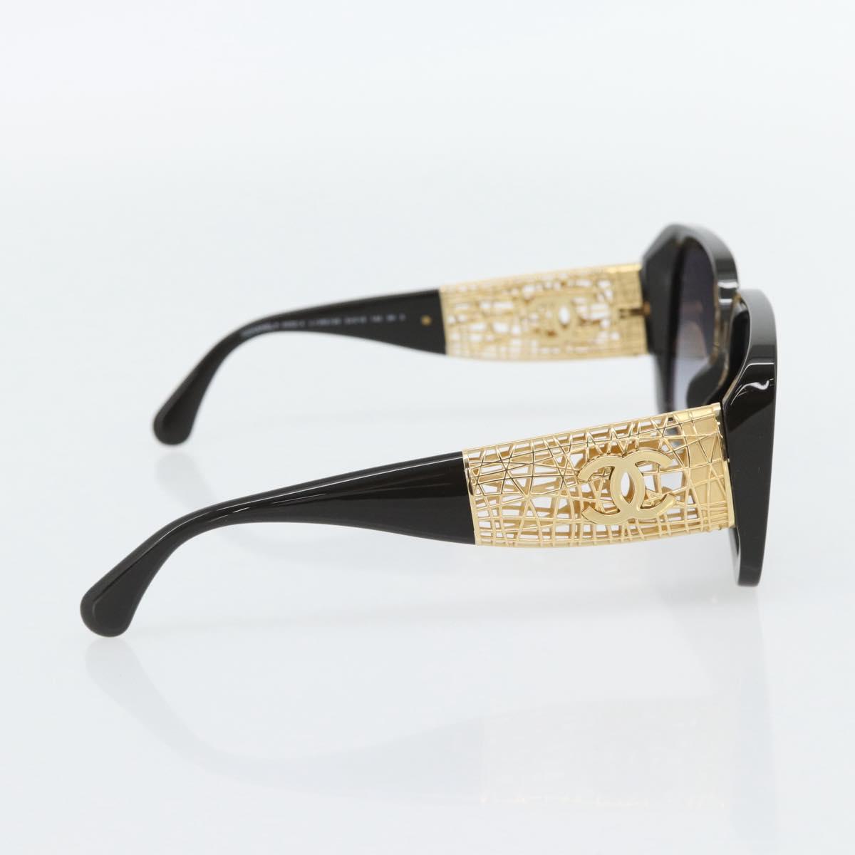 CHANEL Sunglasses plastic Black CC Auth am11652SM
