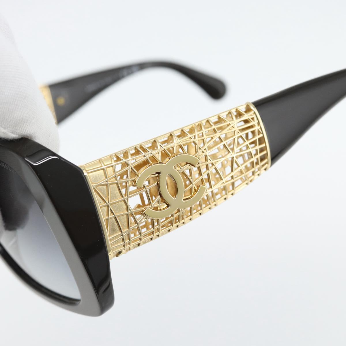 CHANEL Sunglasses plastic Black CC Auth am11652SM