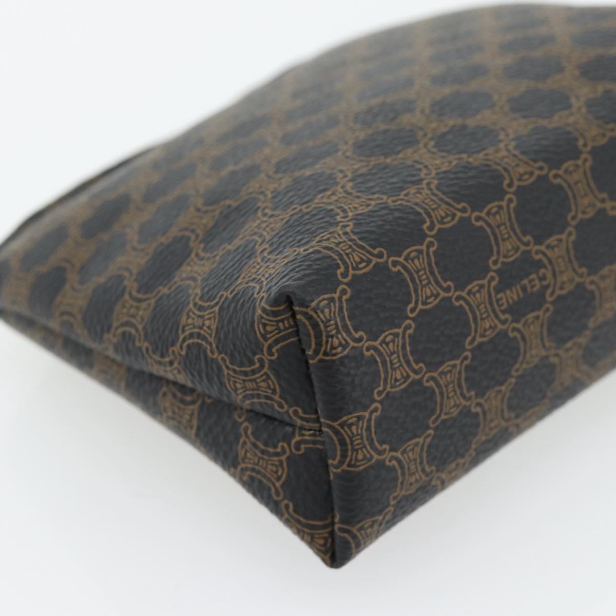 CELINE Macadam Canvas Pouch PVC Leather Black Gold Auth am11653A