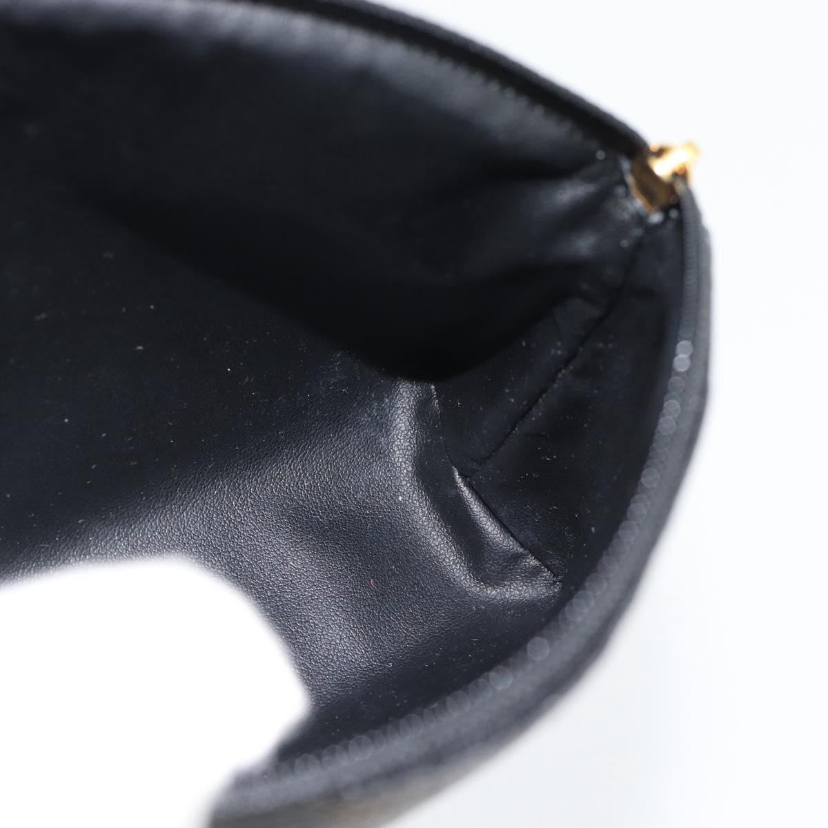 CELINE Macadam Canvas Pouch PVC Leather Black Gold Auth am11653A