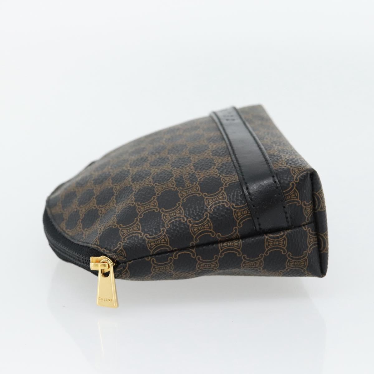 CELINE Macadam Canvas Pouch PVC Leather Black Gold Auth am11653A