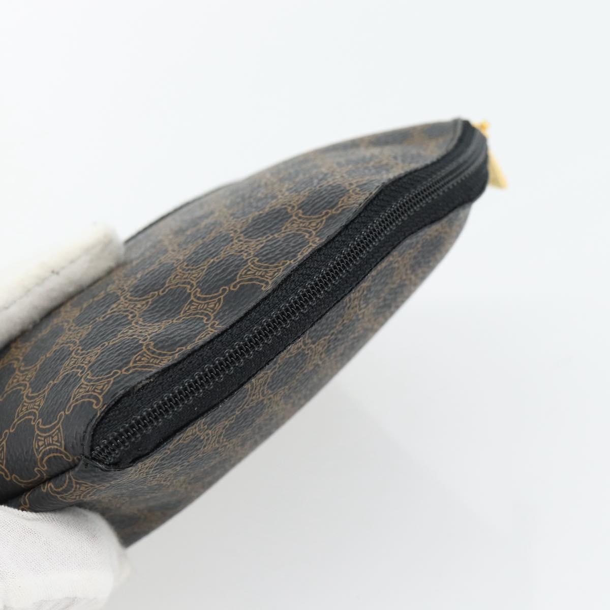 CELINE Macadam Canvas Pouch PVC Leather Black Gold Auth am11653A