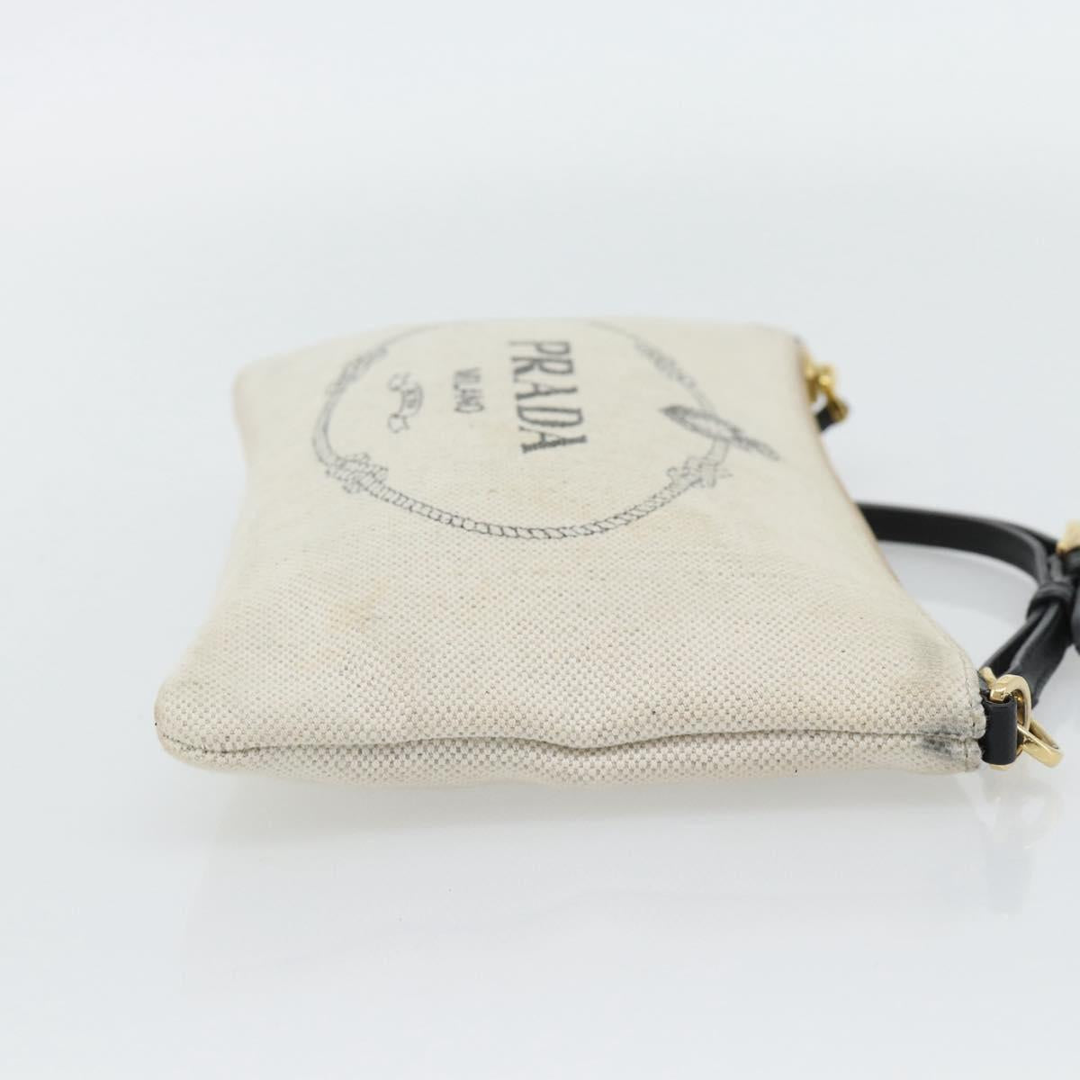 PRADA Canapa Pouch Canvas White Gold 1NH018 Auth am11659A