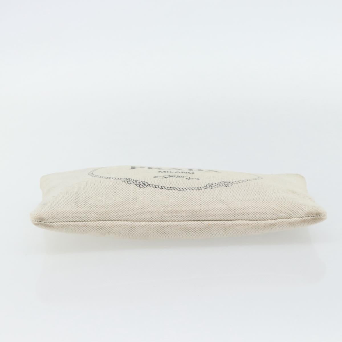 PRADA Canapa Pouch Canvas White Gold 1NH018 Auth am11659A