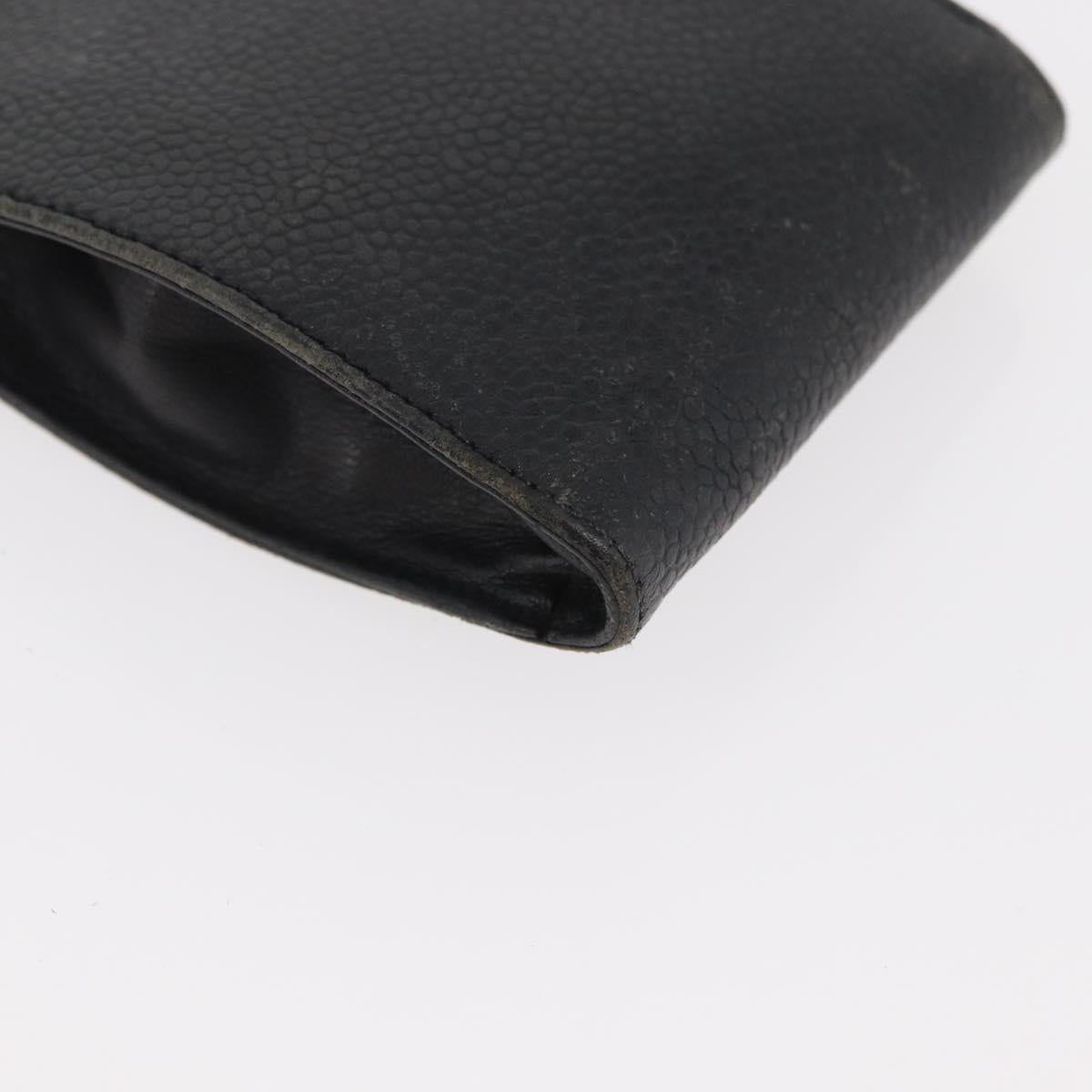 CHANEL Glasses Case Caviar Skin Black Gold CC Auth am11661