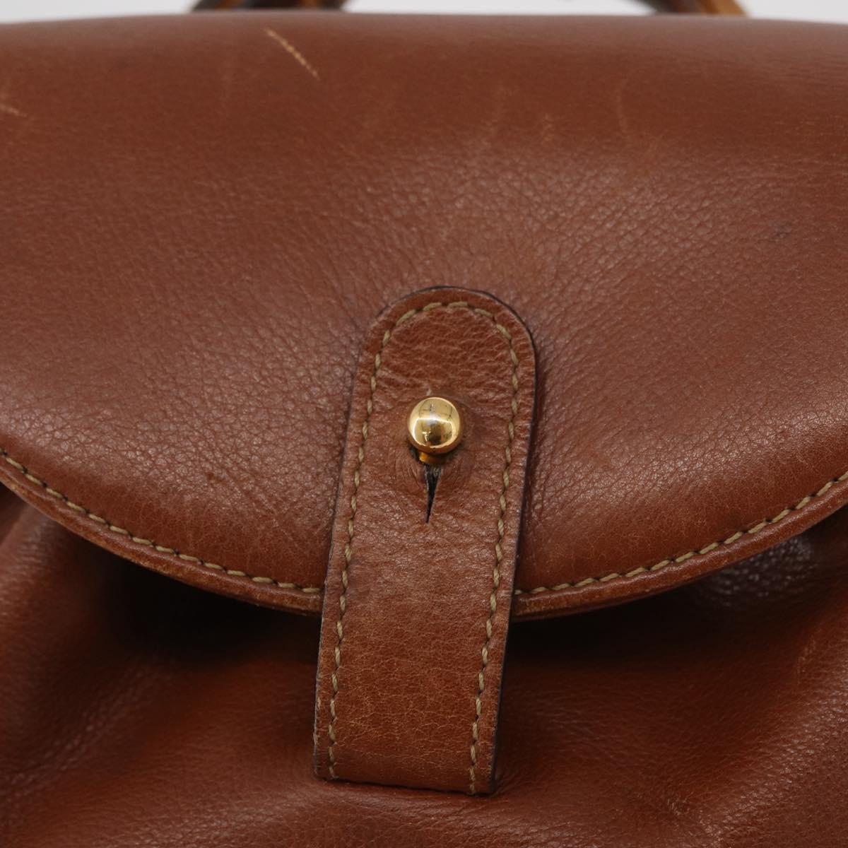 GUCCI Bamboo Mini Backpack Leather Outlet Brown Gold 003 1705 0030 Auth am11663A