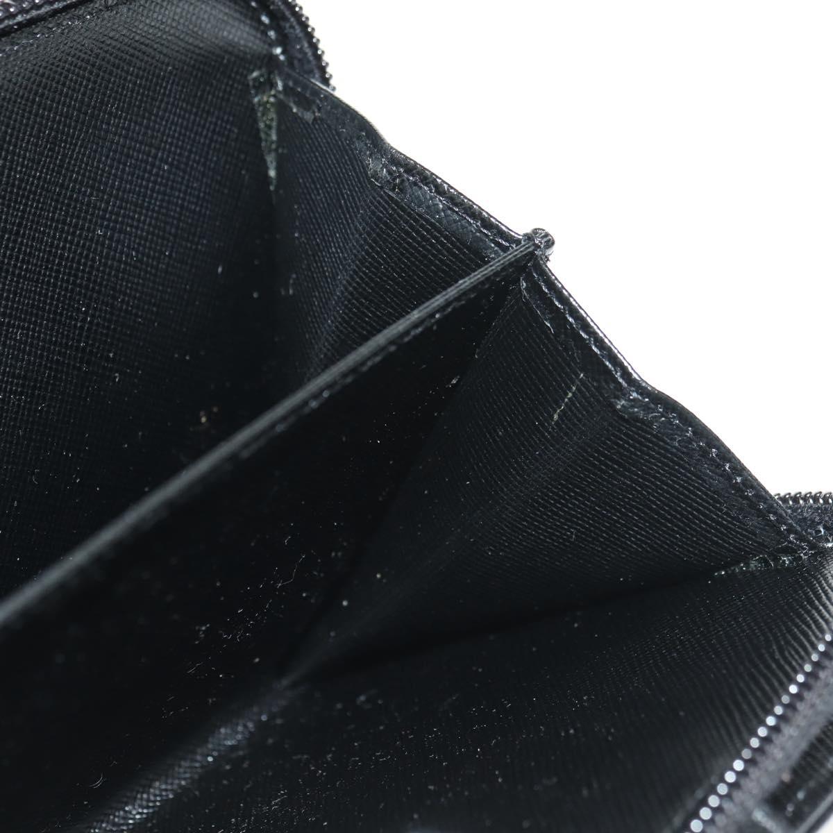 PRADA Bifold Wallet Safiano leather Black Silver Auth am11669V