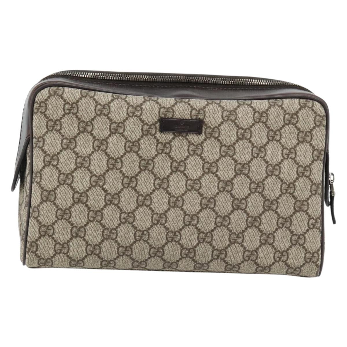 GUCCI GG Supreme Clutch Bag PVC Beige Silver 108801 Auth am11674A