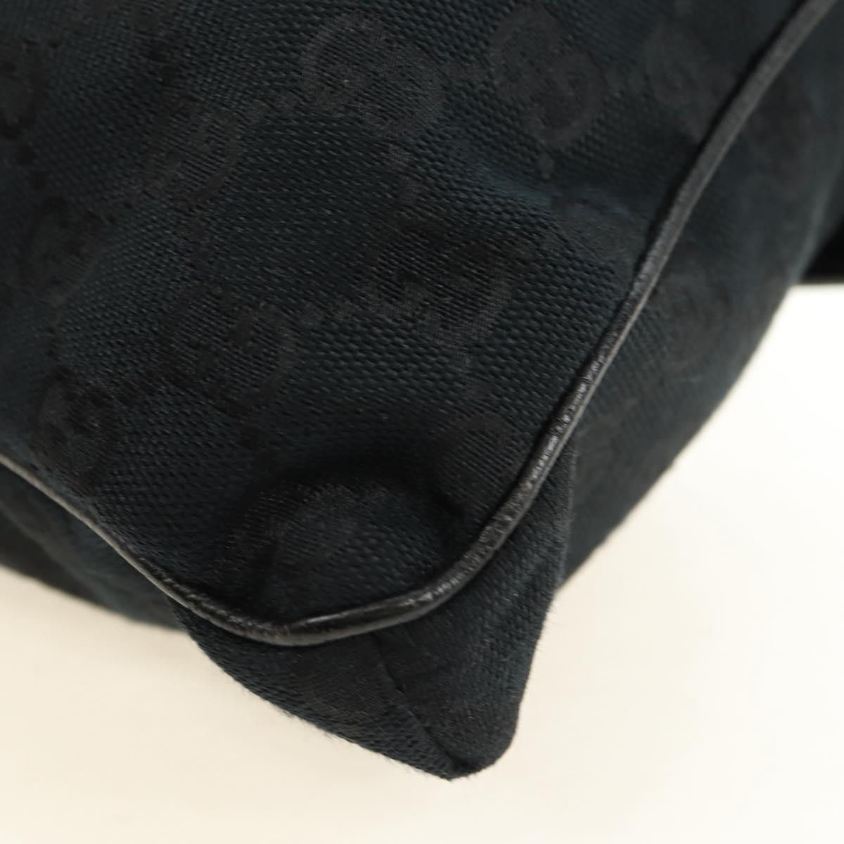 GUCCI Web Sherry Line Shoulder Bag Canvas Black Silver 169937 Auth am11677V