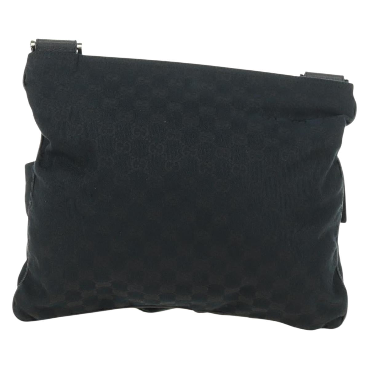 GUCCI Web Sherry Line Shoulder Bag Canvas Black Silver 169937 Auth am11677V