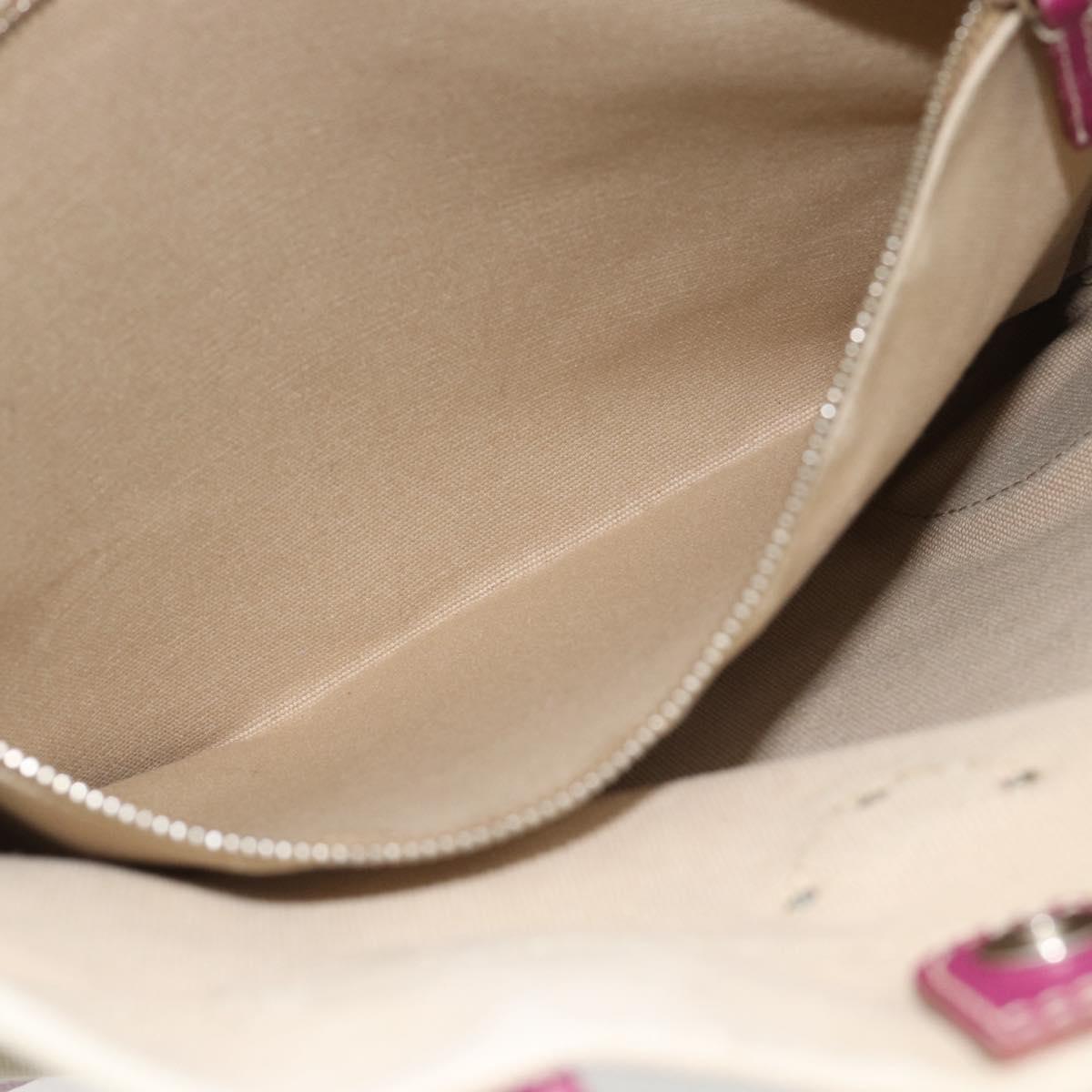 PRADA Tote Bag Canvas Leather Purple Silver Auth am11680