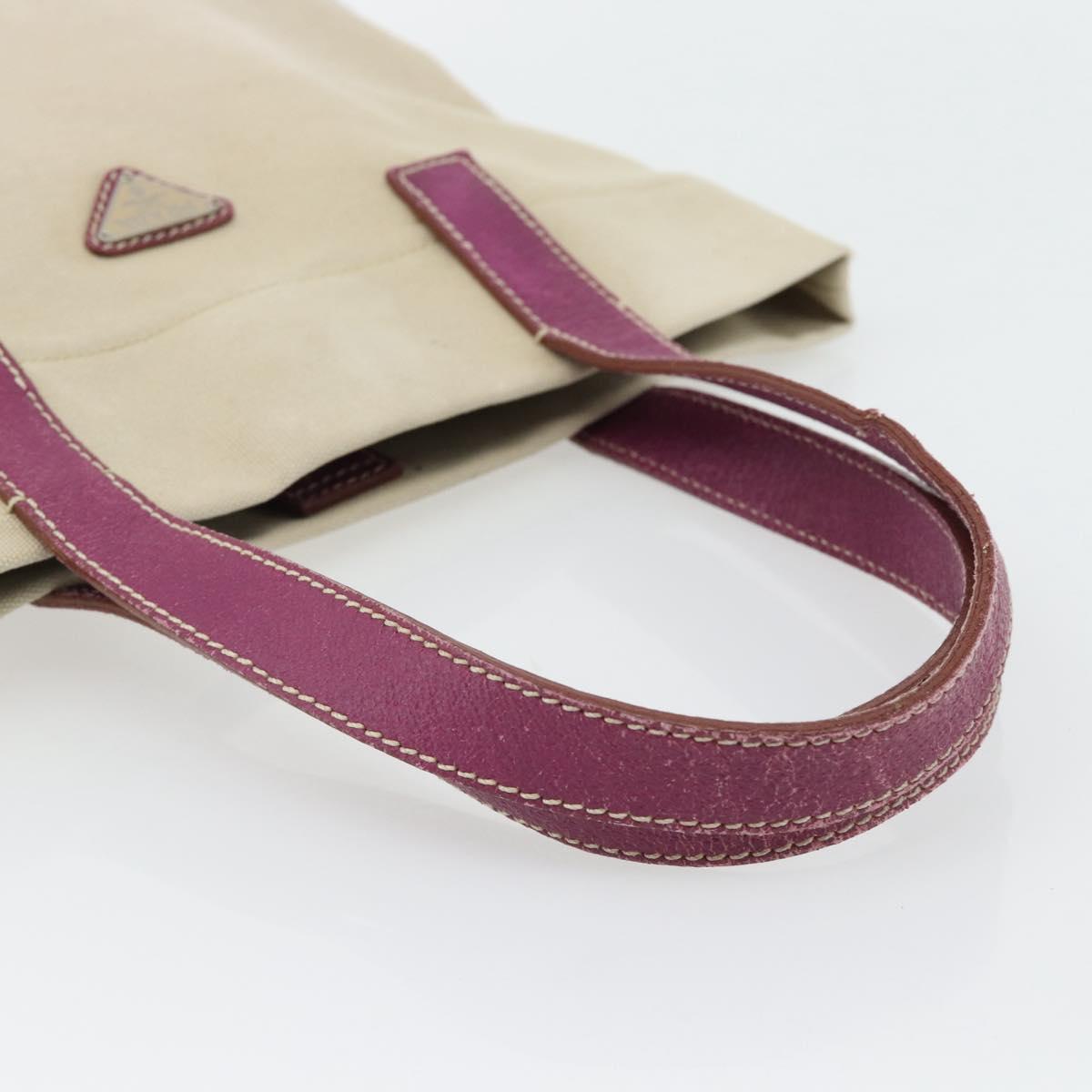 PRADA Tote Bag Canvas Leather Purple Silver Auth am11680