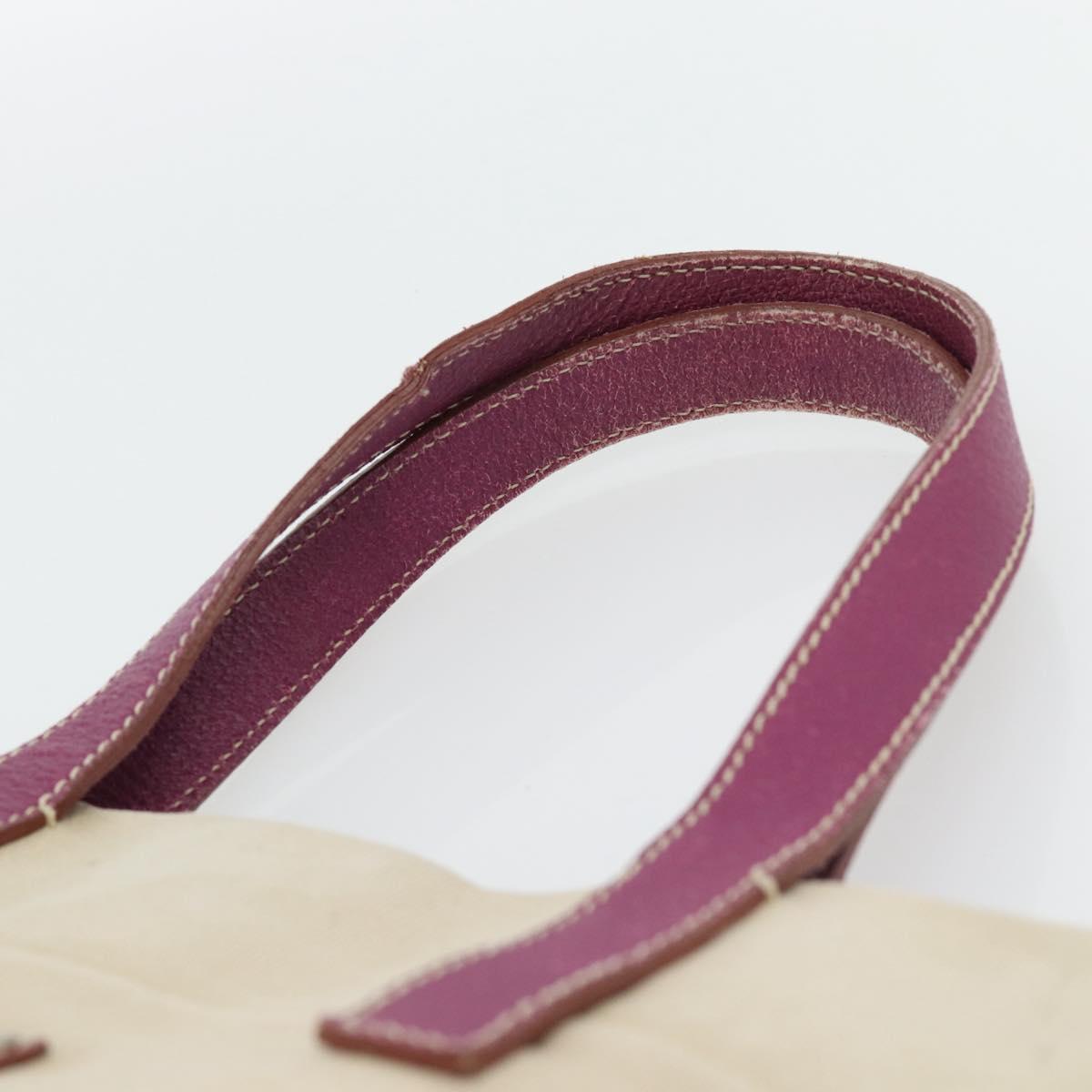 PRADA Tote Bag Canvas Leather Purple Silver Auth am11680