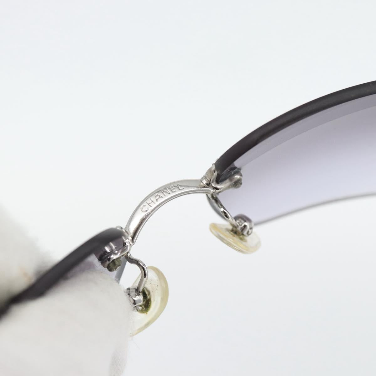 CHANEL Rimless CC Sunglasses metal Navy CC Auth am11685A