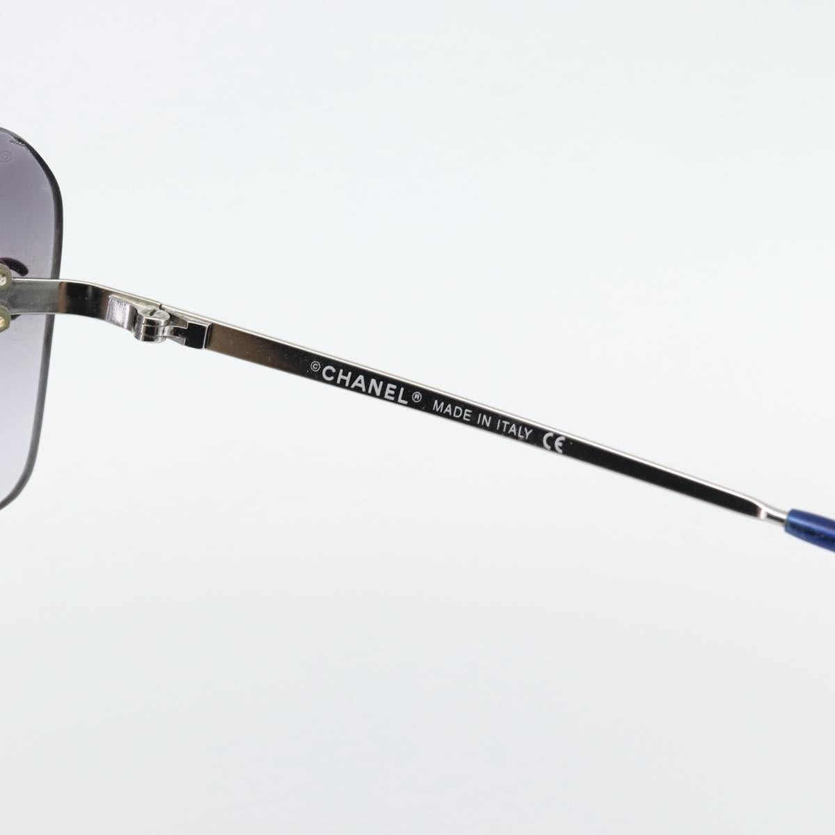 CHANEL Rimless CC Sunglasses metal Navy CC Auth am11685A