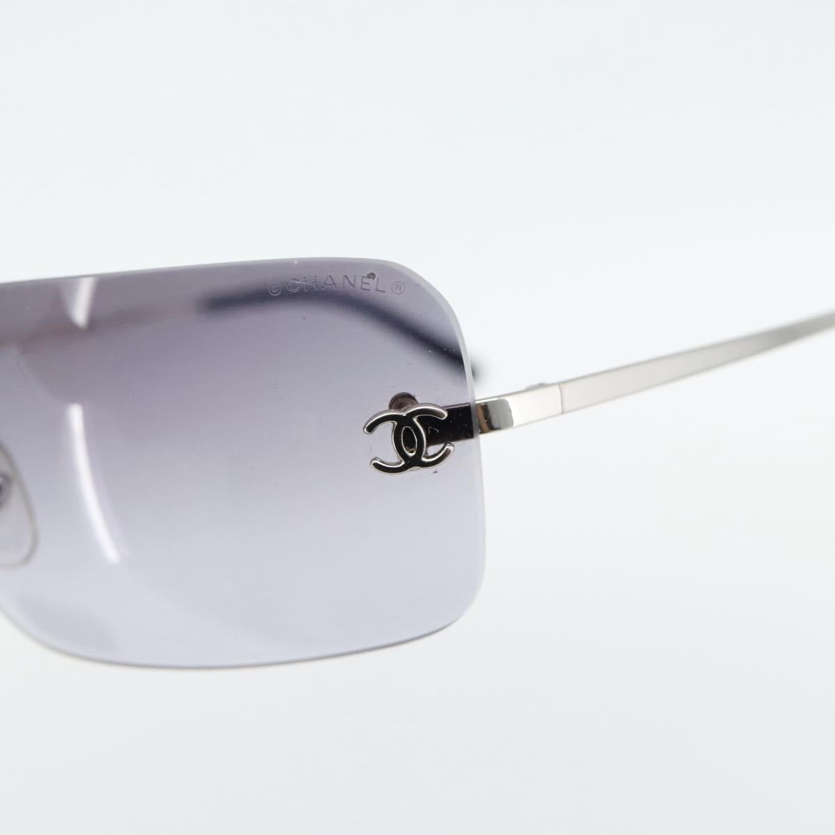 CHANEL Rimless CC Sunglasses metal Navy CC Auth am11685A