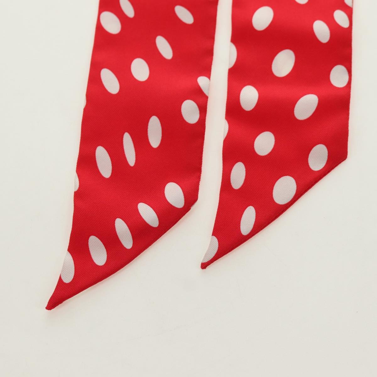 HERMES Twilly Dot Scarf Silk Red Auth am11688M