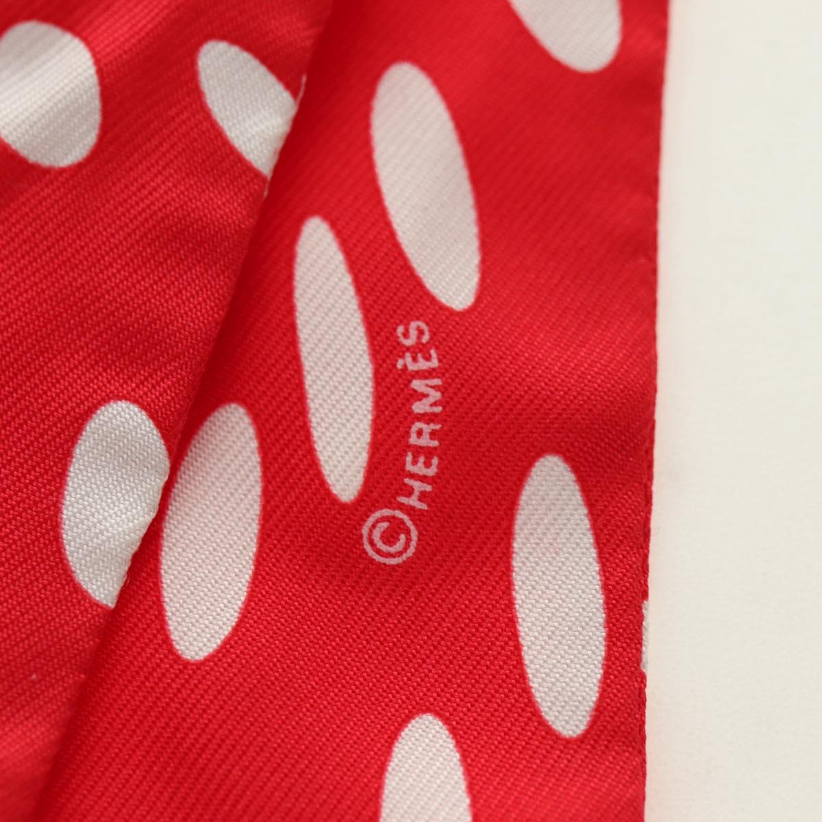 HERMES Twilly Dot Scarf Silk Red Auth am11688M