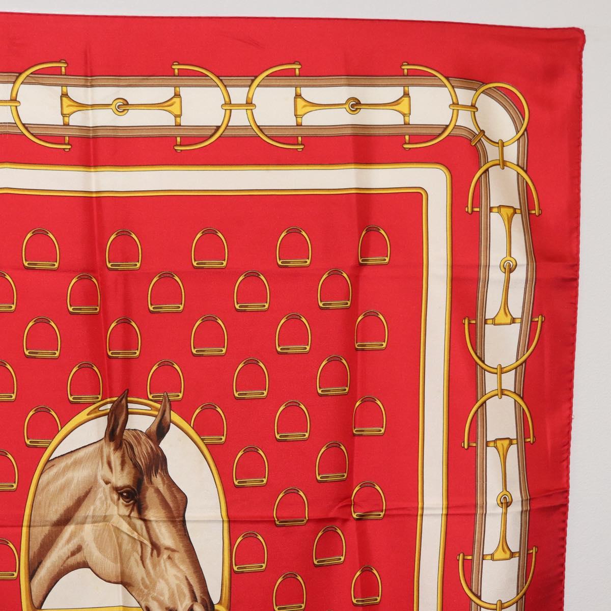 CELINE Scarf Silk 2 Set Red Blue Auth am11693