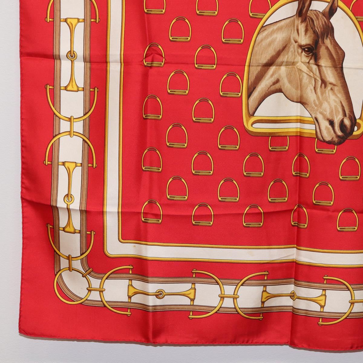 CELINE Scarf Silk 2 Set Red Blue Auth am11693