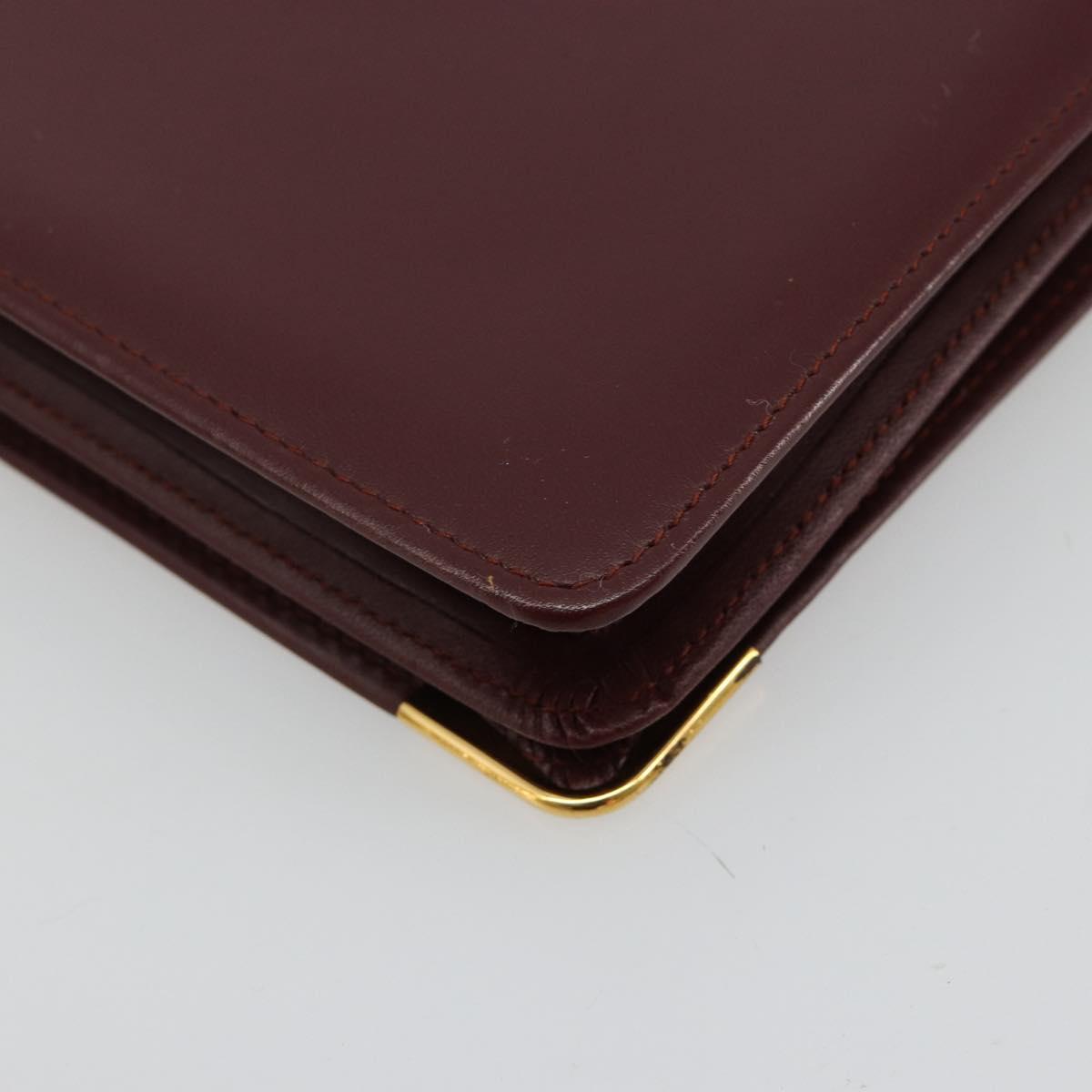 CARTIER Must Line Clutch Bag Leather Bordeaux Gold Auth am11694A