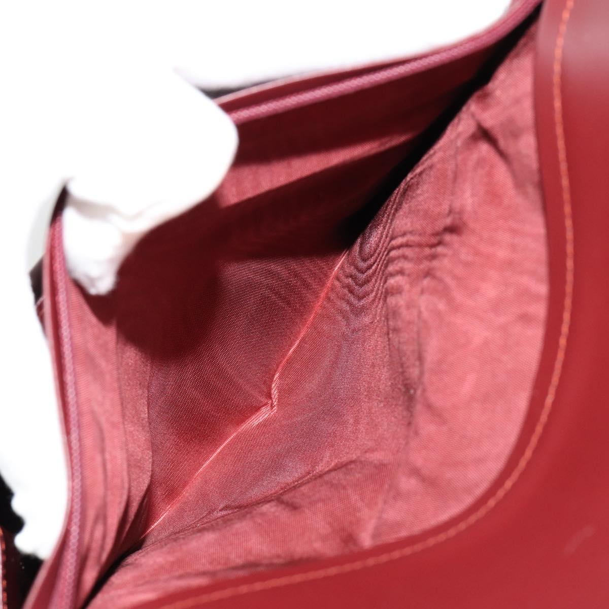 CARTIER Must Line Clutch Bag Leather Bordeaux Gold Auth am11694A
