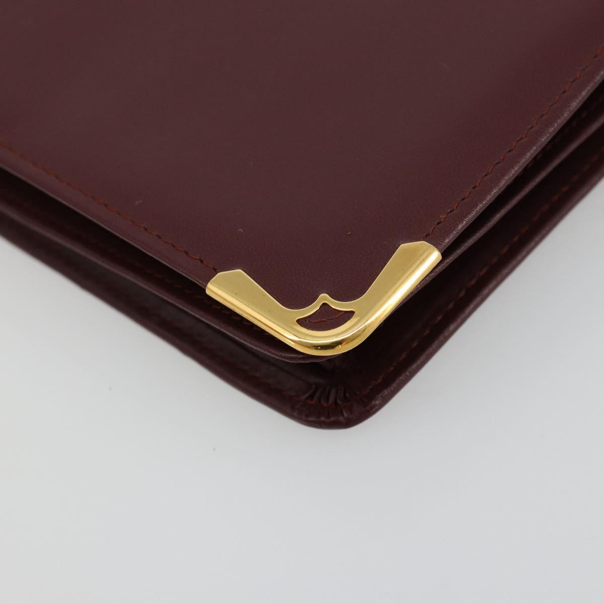 CARTIER Must Line Clutch Bag Leather Bordeaux Gold Auth am11694A
