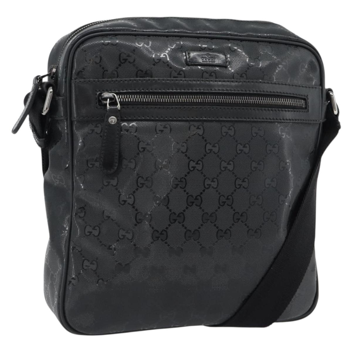 GUCCI GG implementation Shoulder Bag PVC Black Silver 201448 Auth am11696V
